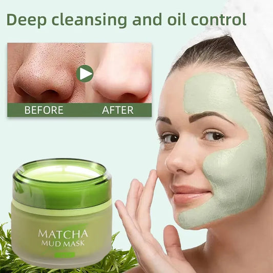 LAIKOU Matcha Mud Face Mask Deep Cleansing Oil-Control Clay Facial Mask Moisturizing Packs Facial Korean Skin Care Mud Masks