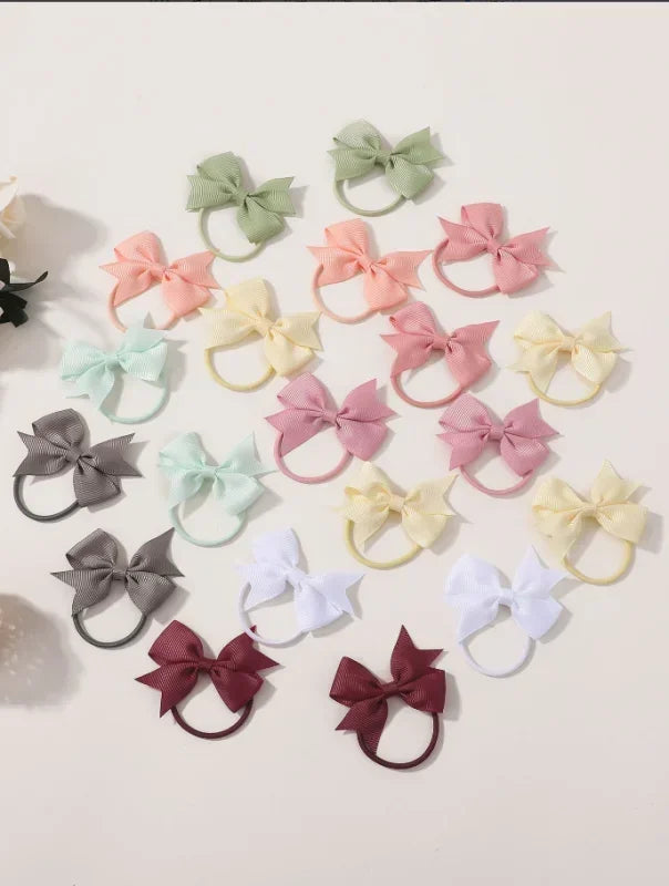 20Pcs/set 2.1inch Lovely Bowknot Hairband Ribbon Head Rope for Girls Boutique Headwear Kids Hair Accessories Gifts Wholesale
