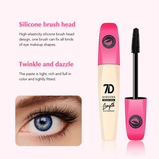 1pcs 7D Waterproof Mascara Long Lasting Smudge-proof Non-flaking Lengthen Volumizing Lifting Curling Mascara Eyelash Makeup