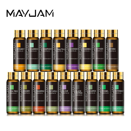 MAYJAM 10ml Pure Essential Oil Lavender Eucalyptus Vanilla Sandalwood Jasmine Bergamot Lemongrass Cinnamon Grapefruit 1pc