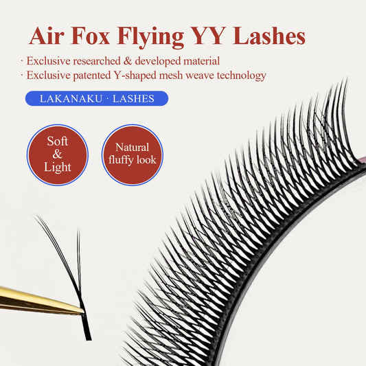 LAKANAKU Fox Eyes YY Shape Eyelashes Extension 0.07mm YY Eyelash Cilia and Brazilian Volume Soft Faux Mink YY Lashes Y Cilios