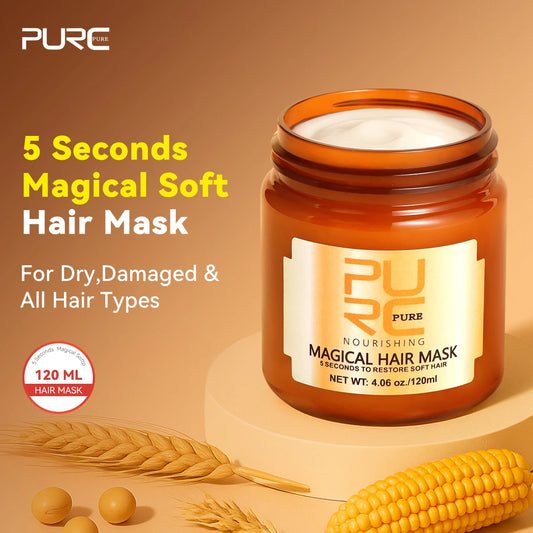 120ml Magical Hair Mask Argan Oil Hair Care Cream Repair Dry Frizz Damage Keratin Treatment Masks 5 Seconds Soft Smoothing PURC