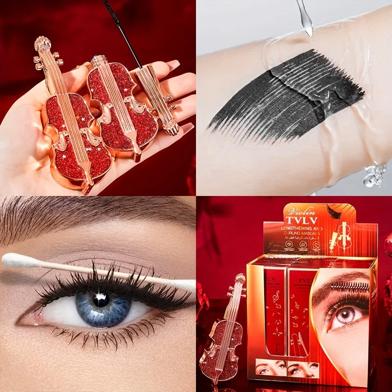Violin Lengthening Curl Styling Mascara Waterproof Slim Long Curling Fine Brush Head Very Thin Lasting No Smudging Eye Makeup