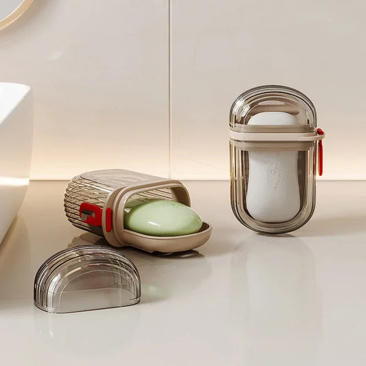 1/2pcs Portable Travel Soap Box with Lid Sealed And Drainable Creative Small Soap Dish for Business Trips