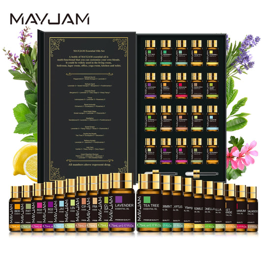 MAYJAM Pure Natural Essential Oils 20pcs Kits Gift Box Sandalwood Lemongrass Lavender Bergamot Eucalyptus Rosemary For Diffuser