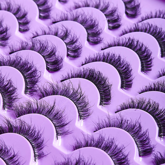 40 Pairs Pack Strip False Eyelashes Supplies Fluffy Faux Cils Russian Strip D Curl Faux Mink Eyelashes Makeup