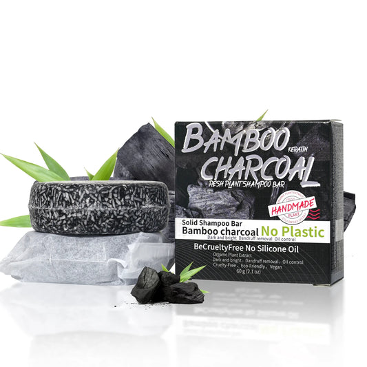 Men's bamboo charcoal solid shampoo deeply cleanses and moisturizes the scalp