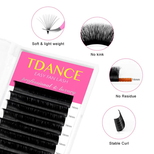 TDANCE Easy Fan Lashes Faux Mink Eyelash Extension Fast Bloom Austomatic Flowering Self-Making Volume Soft Natural Makeup Beauty