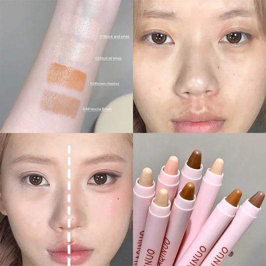 Contour Stick Cream Bronzer Highlighter Makeup Stick for Face Easy to Blend & Long Lasting Natural Make Up 3D Nose Shadow Repair