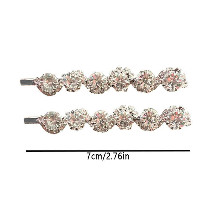 2pcs Sparkling Rhinestone Long Hair Clip Vintage Socialite Style Hairstyle Embellishing Wedding High-end Party Temperament Item