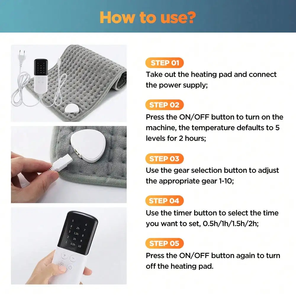 Hailicare Electric Heating Pad Multifunctional Physiotherapy Heating Pad Heating Blanket Cushion 10 Levels Temperature Adjustment 4 Levels Of Timing For Hands Back Legs Shoulders Neck Spine Pain Relief Winter Warm,Holiday Gif