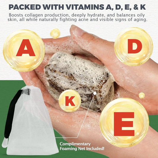 Raw African Black Soap for Oily Skin, Dark Spots Pure & Natural Ingredients - Organic Face and Body Wash Soap