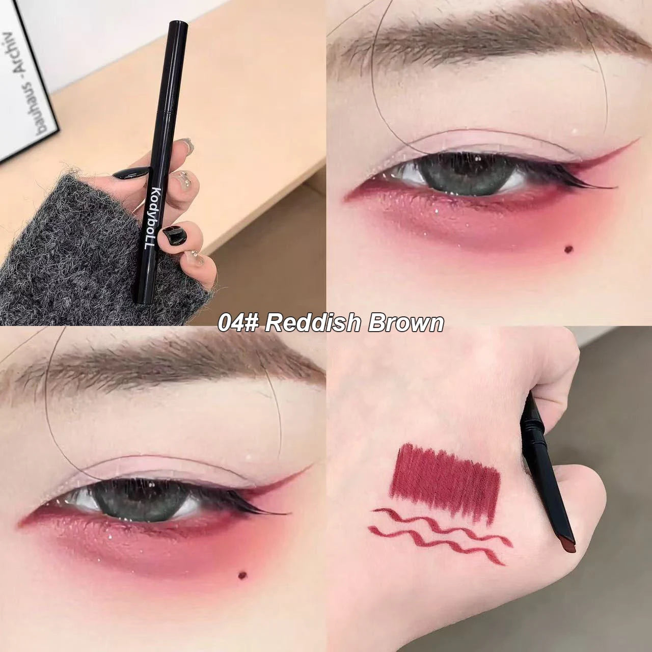 Waterproof Matte Red Eyeliner Gel Pencil Ultra-thin Long Lasting Quick Dry Smooth Black Eye Liner Pen Silky Makeup Cosmetics