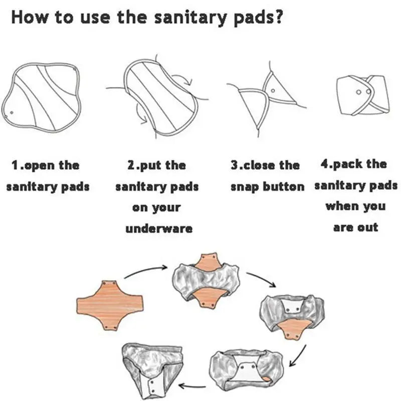 Organic Bamboo Heavy Flow Cloth Sanitary Menstrual Pads Sets