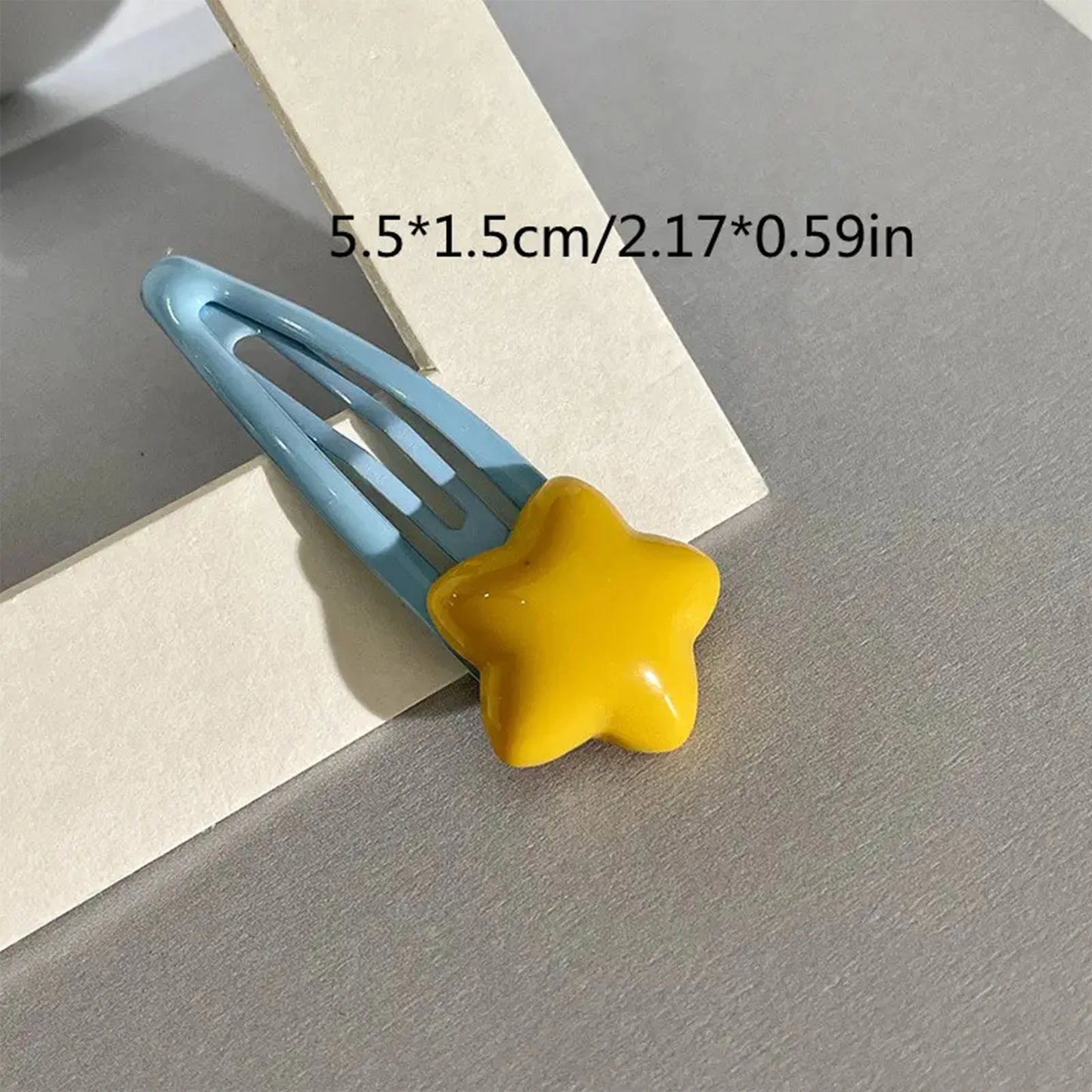 1/2/5 Pcs Y2K Hairpin Yellow Star Designs Bangs Side Clip Blue BB Barrettes Hair Snap Clips Summer Girls Hair Accessories