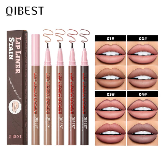 QIBEST 1PC Matte Liquid Lipliner Pencil Waterproof Plumping Stain Lipstick Natural Lip Liner Outline Lips Contour Pen Makeup
