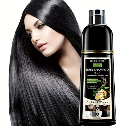 200ml 3 In 1 Natural Herbal Hair Dye Shampoo Black Dark Brown Cover Gray Deep Nourishing Fast Hair Coloring Cream for Women Men