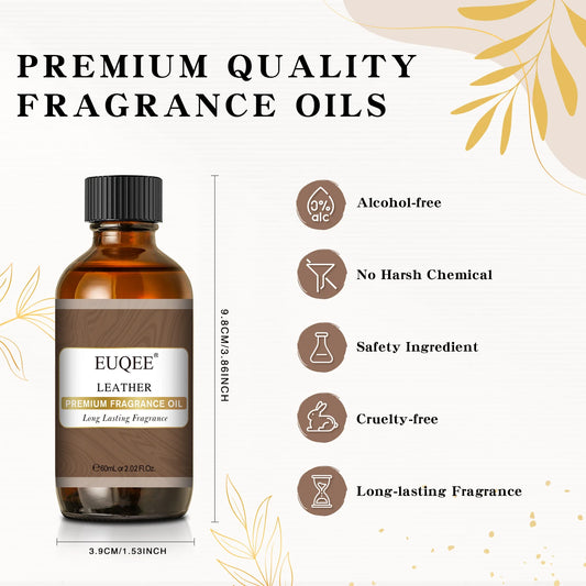 EUQEE 60ml Men's Fragrance Oils with Glass Dropper Leather Dragons Blood Forest Pine Chocolate Aroma Oils For Car Diffusion