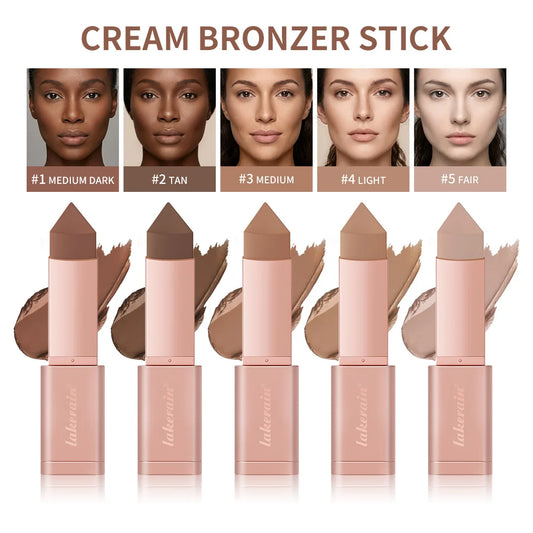 3D Bronzer Contour Stick Face Makeup Lasting Smooth Contour Bronzing & Contouring 2 IN 1 Creamy Bronze Stick Cosmetics 5 Colors