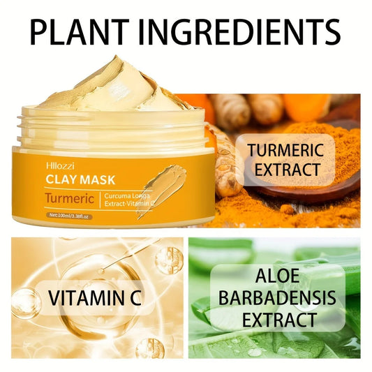 Turmeric Clay Mask Deep Cleansing Facial Improves Dark Spots Acne Hydrating Skin Care Tightens Skin Evens Skin Tone