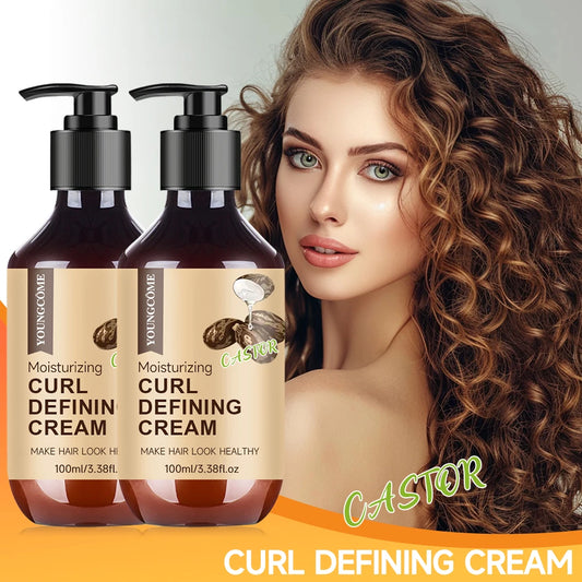 Castor Oil Curl Activator Cream - Defined Coily/Wavy Hair, Humidity Resistance, Non-Greasy Formula, Safe for Color-Treated Hair