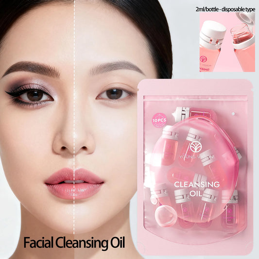 YOUNG VISION 5pcs/10pcs Cleansing oil Rose Flower Makeup Remover Oil Mild Non-irritating Pore Cleansing Makeup Remover Set