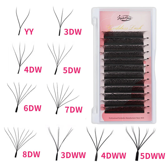 Goddess 3D/4D/5D/6D/7D/8D W Shape Lashes 4D Premade Fan Lash Extensions 0.07 C/D Curl Natural Soft High Quality Individual Lashe