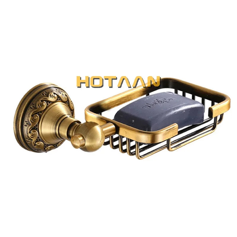 Solid Aluminum Wall-Mounted Antique Brass Soap Basket – Stylish Bathroom Soap Dish Holder for Modern or Vintage Bathrooms