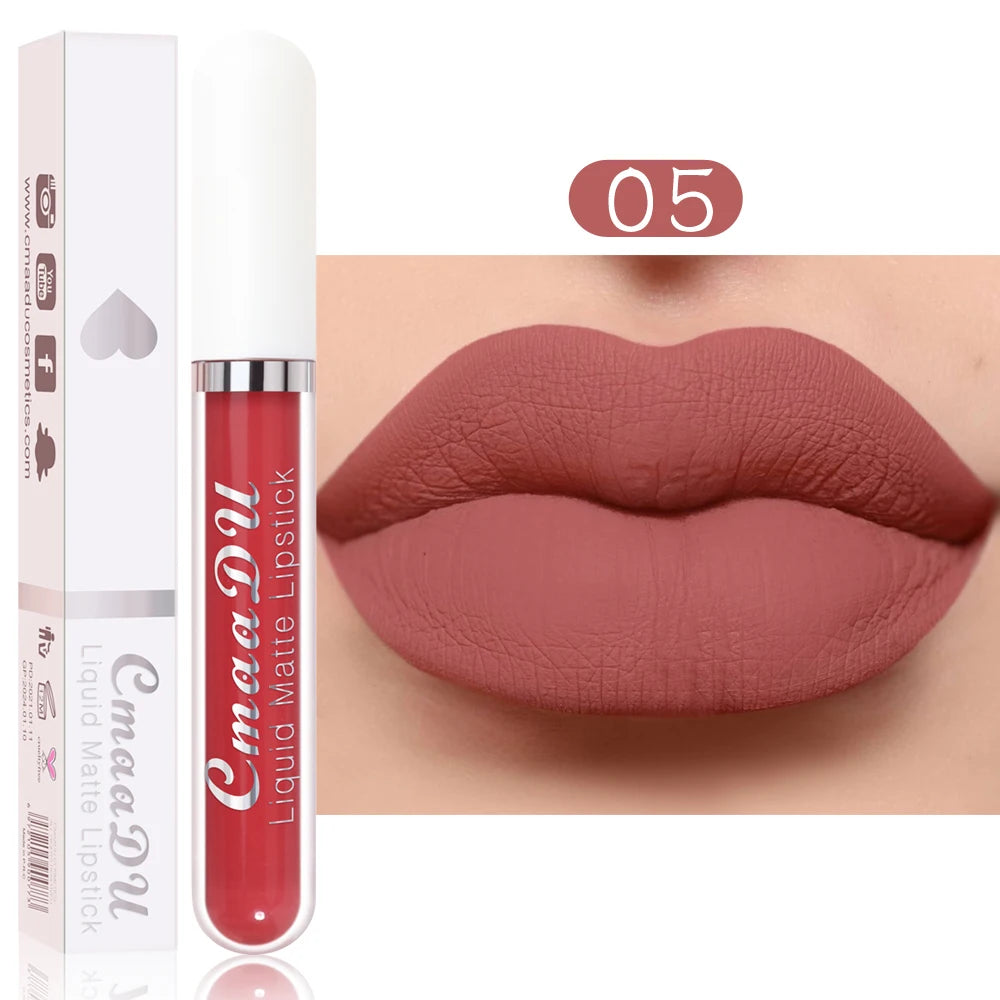 CmaaDu 1 Pcs Matte Lip Gloss Liquid Lipstick- Lip Stains with Long-Lasting Waterproof, Adult Age Range, Red Tones Easy to Color