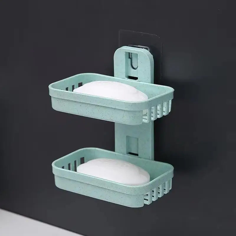 No Punch Wall Mount Soap Box Wheat Straw Suction Cup Non Trace Stick Soap Holder Drainage Bathroom Accessory