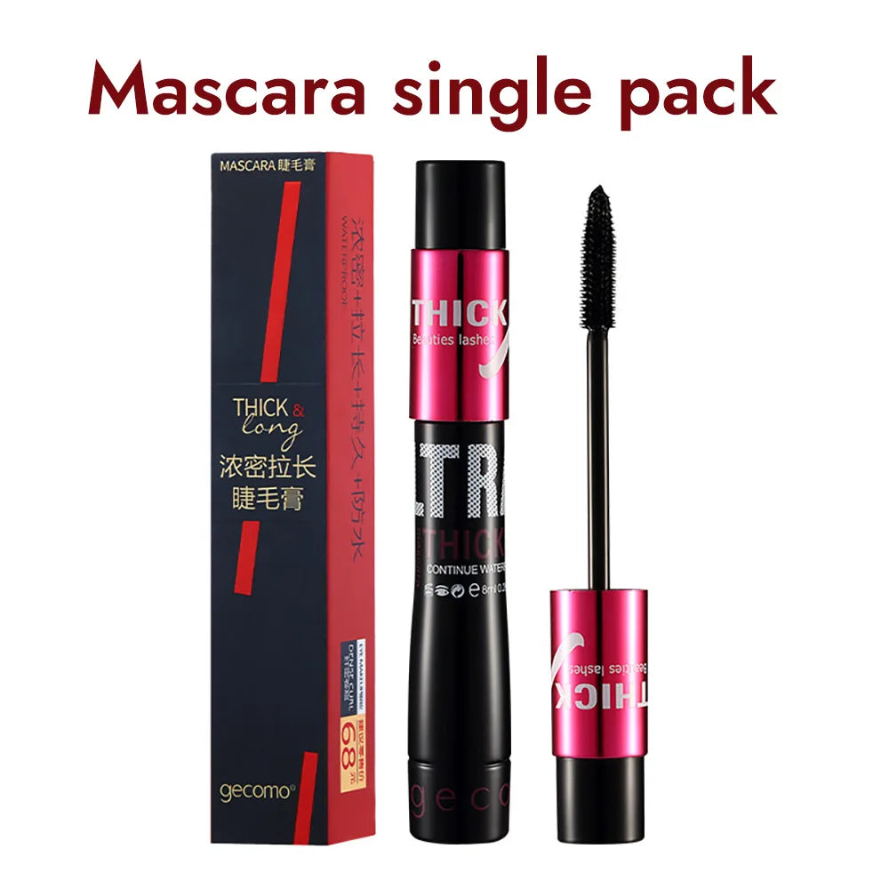 Fiber Mascara Set With Double Tubes Waterproof And Long-lasting Creates Long Naturally Curled Eyelashes Without Smudging