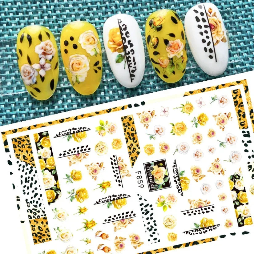1pcs Sakura Flower 3D Nail Stickers White Cherry Blossom Nail Art Decals Spring Summer Adhesive Slider Decor Wedding Manicure