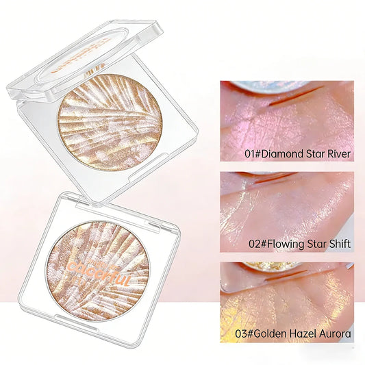 WODWOD Highlighting Powder Pearlescent Fine Mashed Soft Texture Non-flying Powder Brightening Long-lasting Highlighter Palette