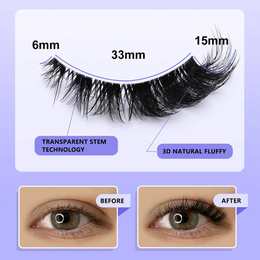 Veltrinay Cat Eye Lashes Soft Natural Faux Mink Eyelashes Fake Lashes Natural Look Wispy Winged End Eye Elongated Makeup