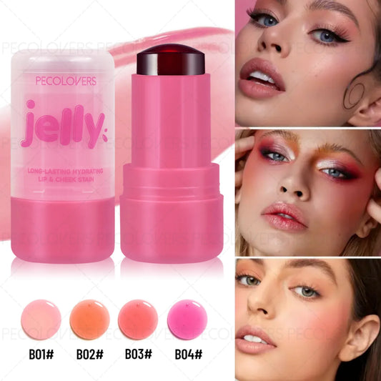 1PC Jelly Blush Stick - Lip & Cheek Dual Use, Easy Contouring, Longwear, Smudge-Proof, Natural Flush, Lightweight