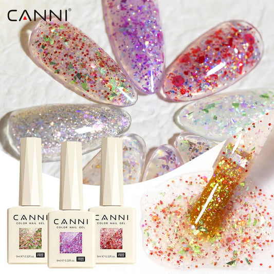 CANNI Gel Nail Polish Glitter Diamond Sparkle Color Collection Gorgeous Color HEMA FREE Soak Off UV LED Semi Permanent AurorGel