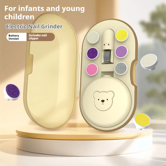 JUSTLANG Baby Electric Nail Trimmer Kit Kid Nail Polisher Tool Baby Care Manicure Set Easy Trim Nail Filer Clippers For Newborn