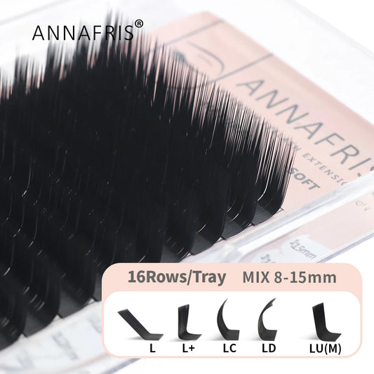 ANNAFRIS L Eyelash,L+/LC/LD/LU(M) Curl Individual Eyelashes Natural Silk Mink Matte Extension False Lashes Faux Cils Maquillage