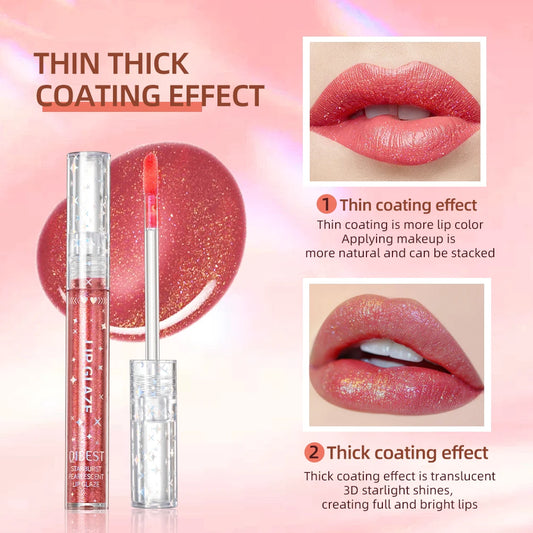 QIBEST 9Pcs/Sets Glitter Lip Glaze Liquid Lipstick Set Shine Lip Gloss Gift Box Natural Moisturizer Waterproof Lips Makeup