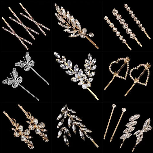 Fashion Bridal Barrettes Clear Crystal Women Hair Ornaments Hair Pins Women Hair Clips Bridal Hair Jewelry Accessories