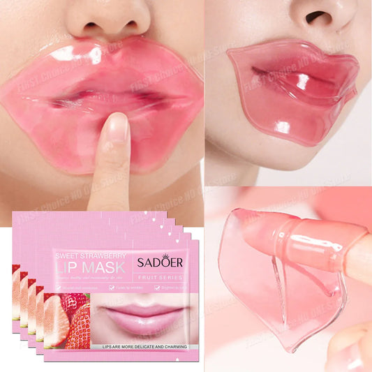 Collagen Lip Mask Strawberry Lip Sleeping Mask Moisturizing Hydrating Lip Balm Nourishing Lip Patches Lip Skin Care Products