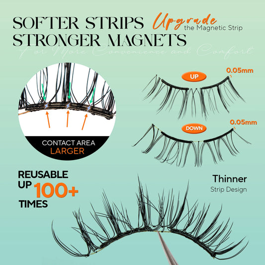 VYRILA Soft Magnetic Eyelashes No Glue Needed Reusable Natural Look 3D Lashes Easy Apply Soft Magnetic Lashes Kit for Eye Makeup