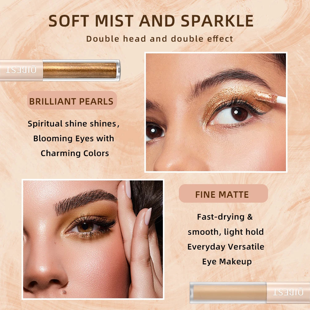2 In 1 Stick Pearly Matte Eyeshadow Cream Smooth Nude Eye Makeup Liquid Contour Shadow Stick Waterproof Shimmer High Light Pen