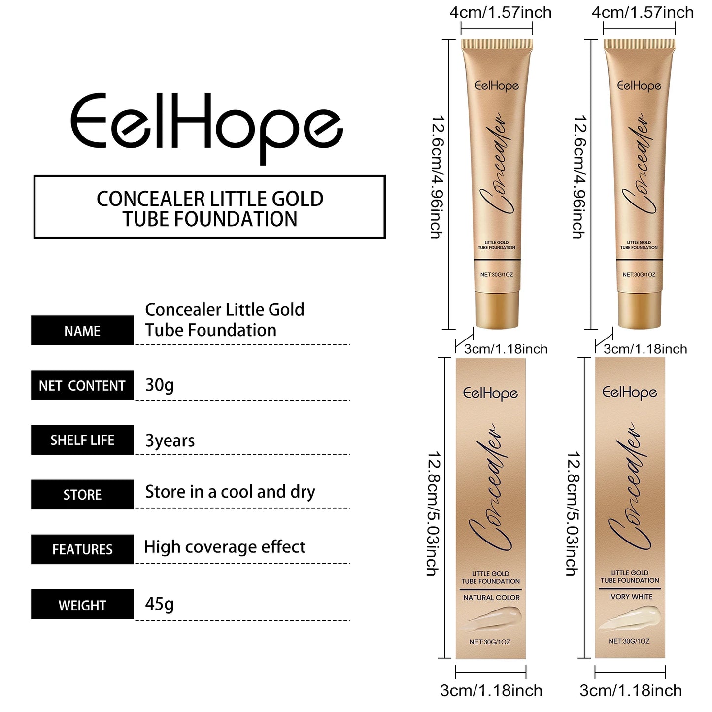 Foundation Concealer Improve Skin Elasticity Brighten Complexion Not Easy Remove Makeup Moisturizing Gold Tube Liquid Foundation