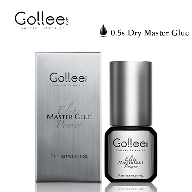 Gollee Eyelash Glue 0.5s Fast Dry Low Humidity Eyelashes Extension Glue Black Hypoallergenic Strong Lash Glue Waterproof Makeup