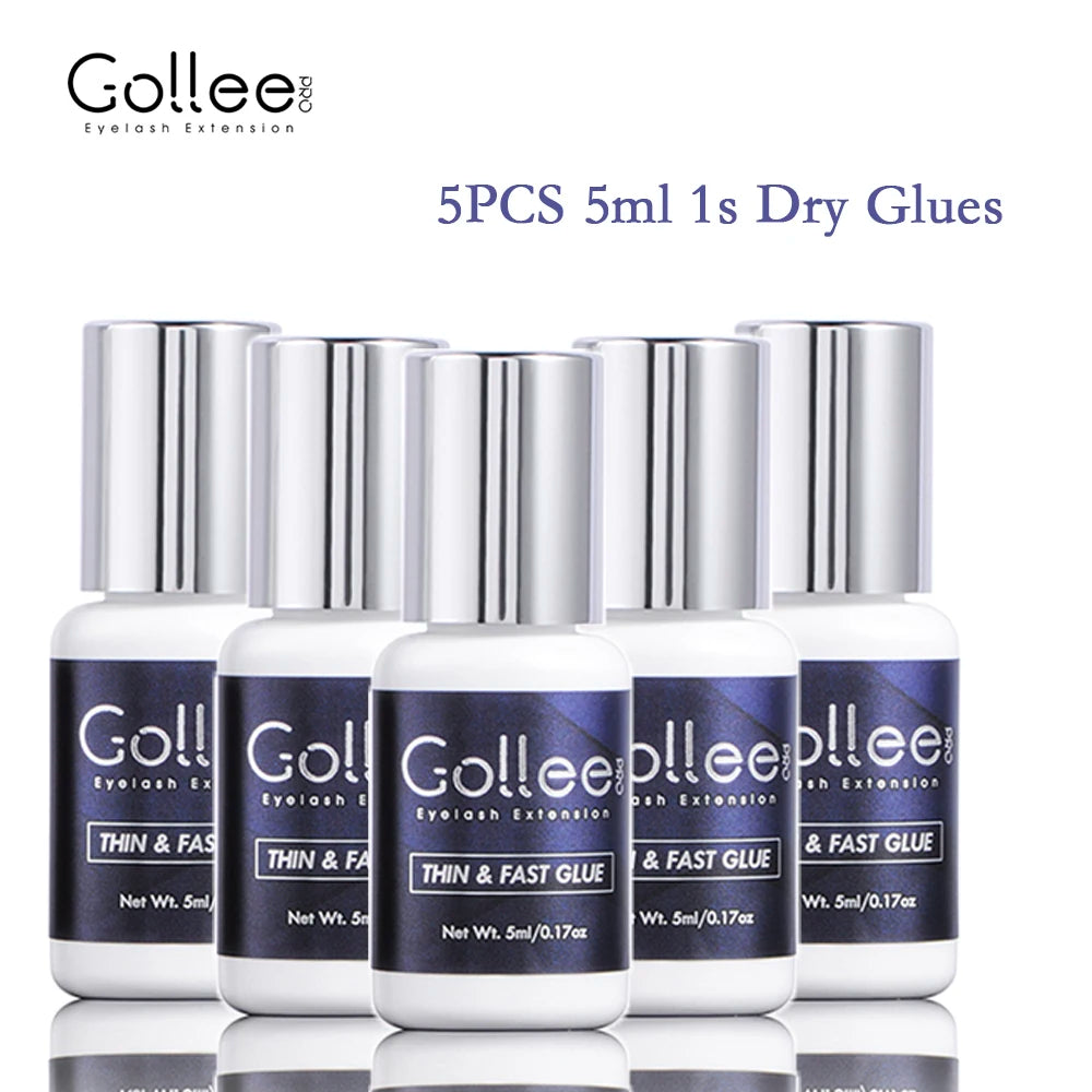 Gollee Glue for Eyelash Extensions 1s Fast Drying 5ml Bonder Glue Lasting false Lash Extension Supplies Profession Makeup tools