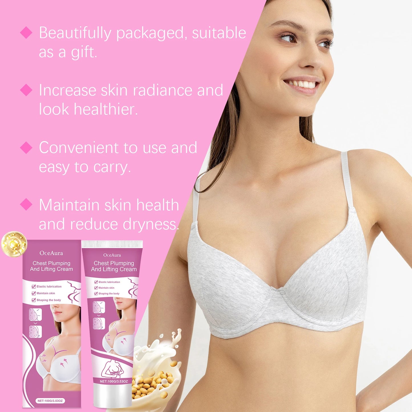 Oceaura Breast Lifting Cream Nourishing Enhance Skin Elasticity Lifting Reduce Dryness Non-greasy Refreshing Breast Cream