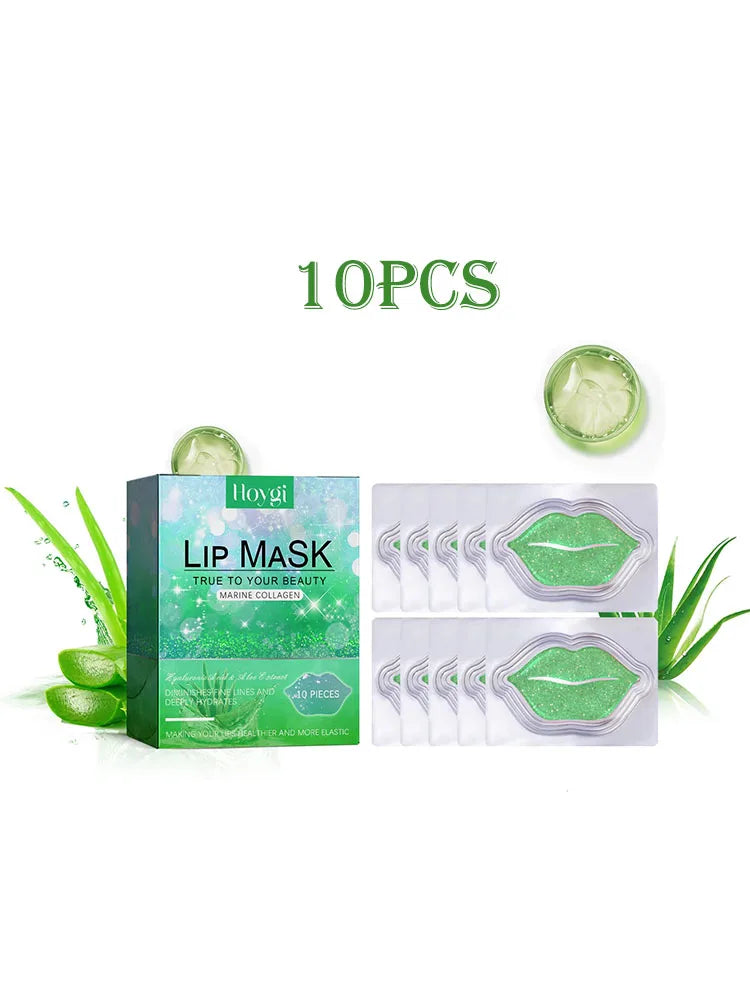 Hoygi 10pcs Aloe Exfoliating Lip Mask Plumping Moisturizing Repairing Smooth Lip Remove Cuticle Dead Skin Gloss Plumper Lip Mask