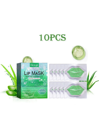 Hoygi 10pcs Aloe Exfoliating Lip Mask Plumping Moisturizing Repairing Smooth Lip Remove Cuticle Dead Skin Gloss Plumper Lip Mask