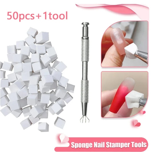 50pcs Sponge Gradient Nail Art Stamper Tools Gel Polish Color Gradient Brush Glitter Powder Dotting Pen For Manicure Tools